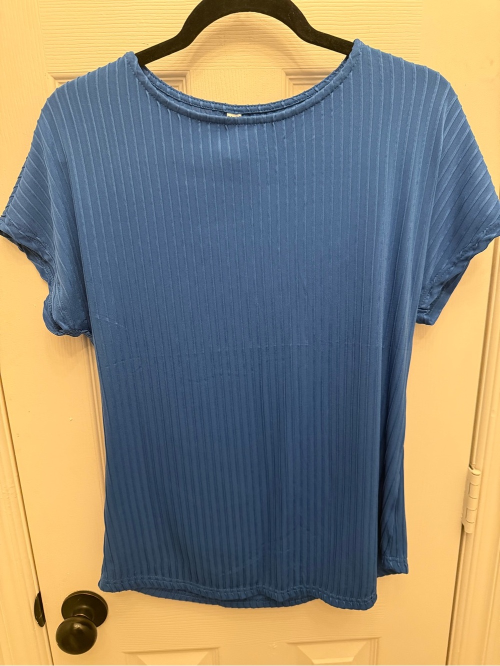 Women's Blue Ribbed Short-Sleeve Top AS like new